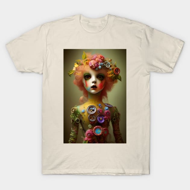 Enigmatic Doll Chronicles: Psychedelic Fusion of Elegance and Eeriness T-Shirt by Christine aka stine1